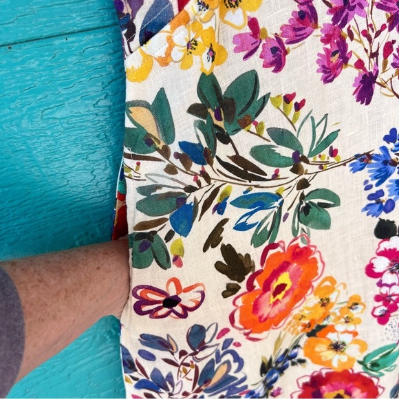 JOHNNY WAS LINEN FLORAL MIDI DRESS WITH POCKETS SIZE MEDIUM NWT - Picture 6 of 7